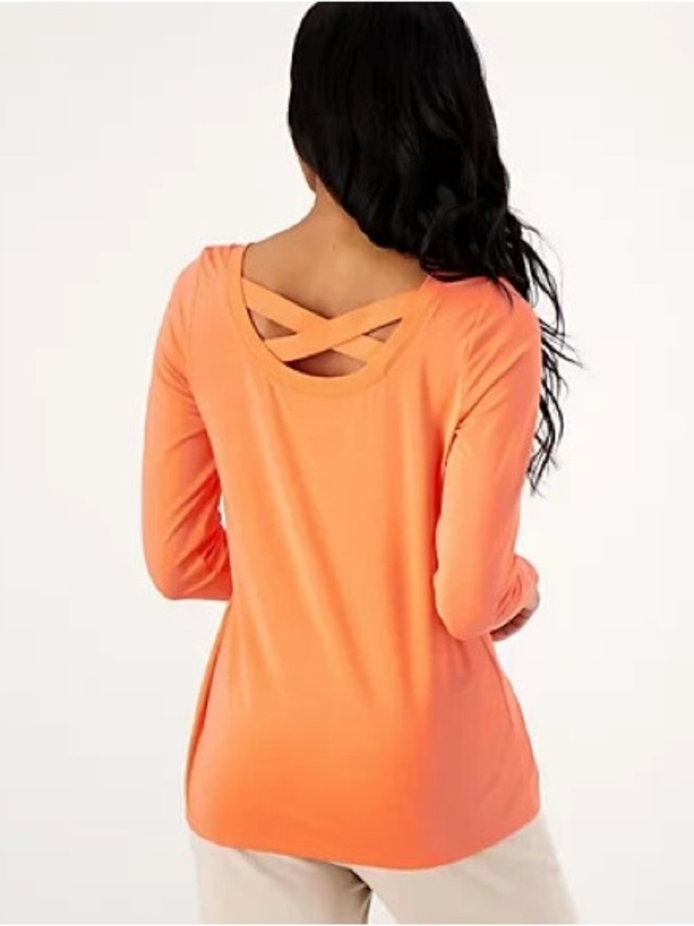 NEW Anybody Cozy Knit Criss Cross Back Long Sleeve Top Orange 4X Loungewear